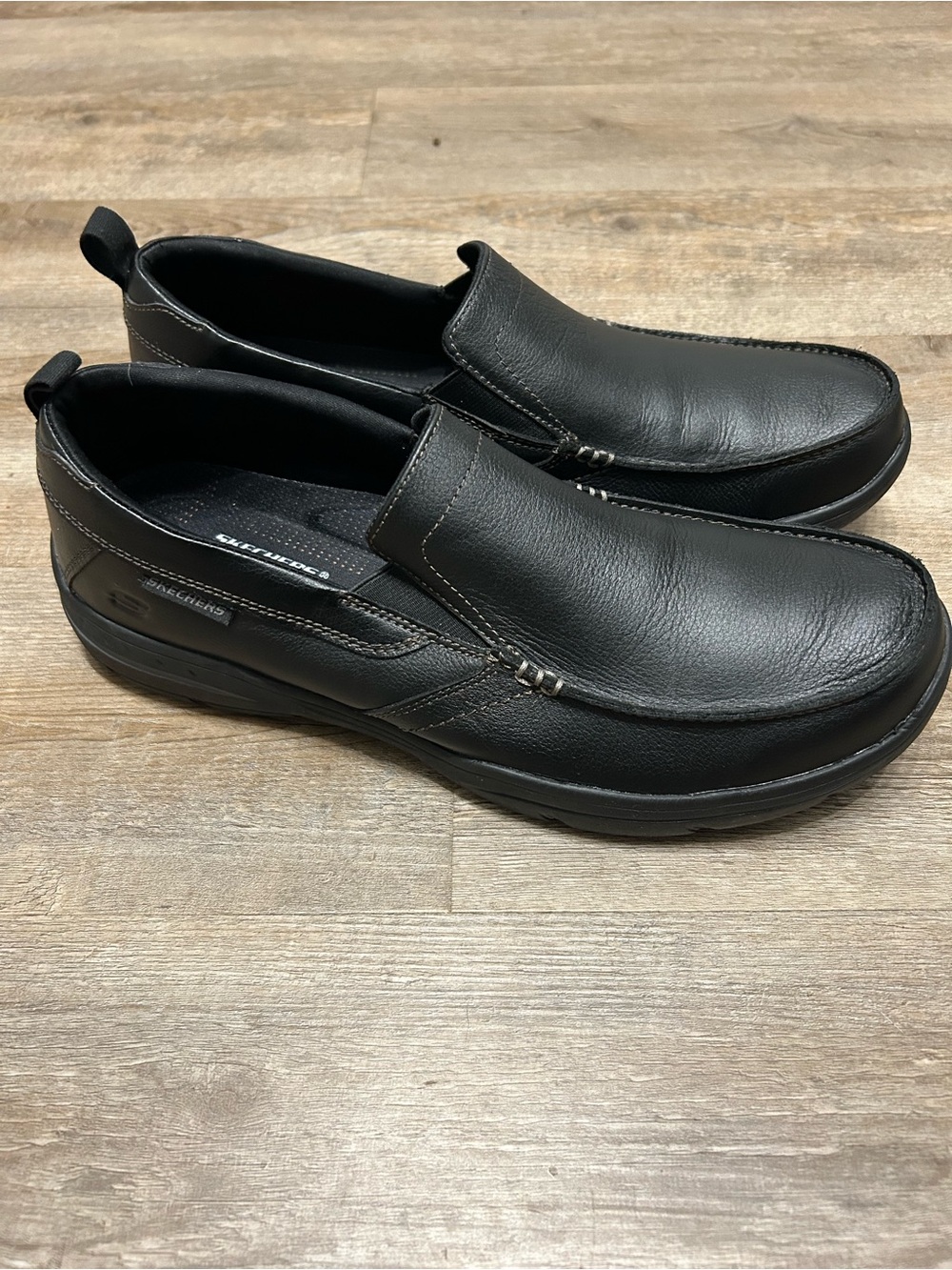 Skechers Relax Fit Harper Forde Men’s Size 11 Black Leather Slip-On‎ Loafers